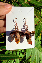 Load image into Gallery viewer, Crystal Mushroom Earrings | Hand-sculpted | Copper and Citrine #1