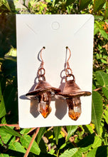 Load image into Gallery viewer, Crystal Mushroom Earrings | Hand-sculpted | Copper and Citrine #1