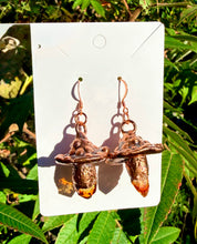 Load image into Gallery viewer, Crystal Mushroom Earrings | Hand-sculpted | Copper and Citrine #3