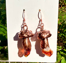 Load image into Gallery viewer, Crystal Mushroom Earrings | Hand-sculpted | Copper and Citrine #2