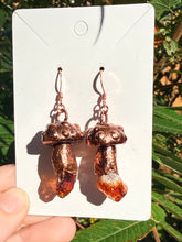 Load image into Gallery viewer, Crystal Mushroom Earrings | Hand-sculpted | Copper and Citrine #2