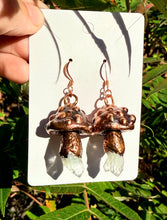 Load image into Gallery viewer, Crystal Mushroom Earrings | Hand-sculpted | Copper and Quartz