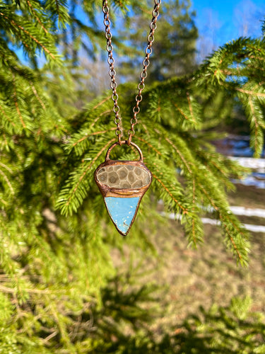 Gorgeous Petoskey and Leland Blue Copper Necklace