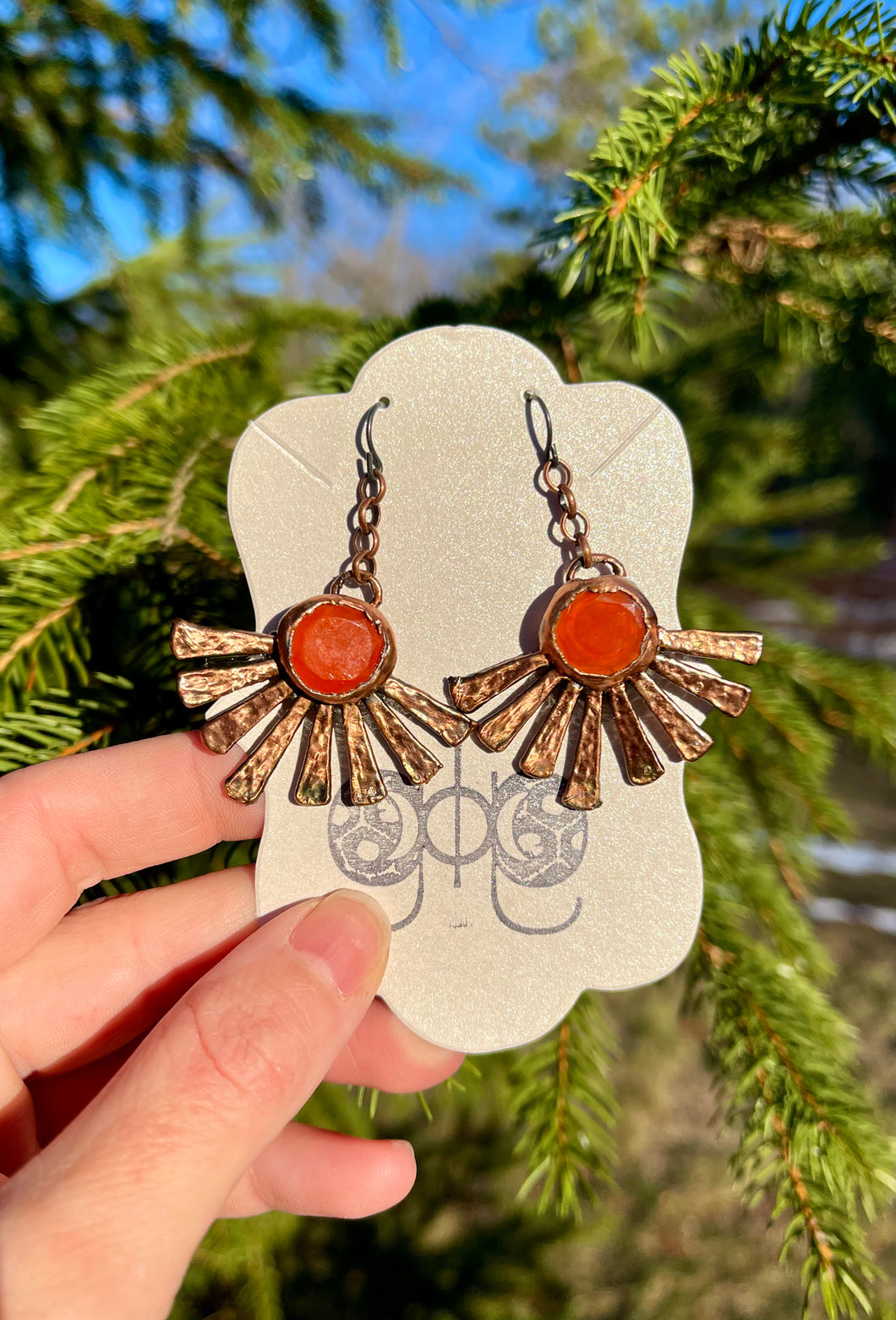 Carnelian and Copper Earrings