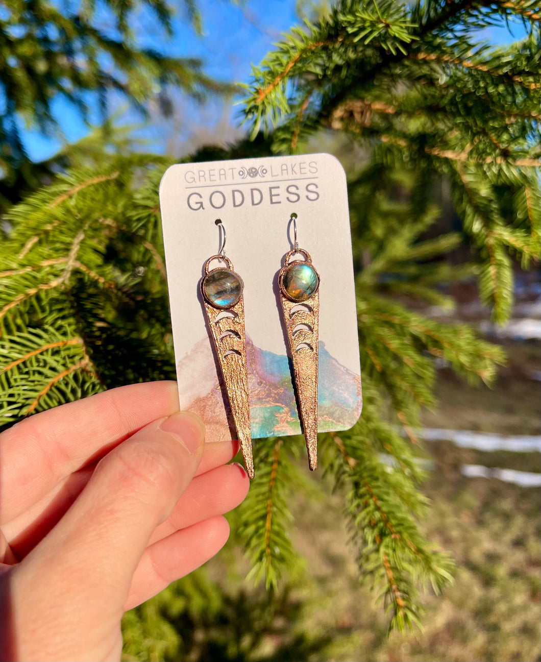 Labradorite Moon Phase Earrings