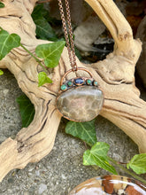 Load image into Gallery viewer, Petoskey Stone Necklace with Kyanite and Chrysocolla